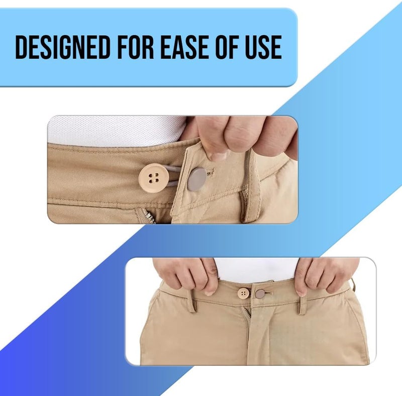 Mobi Lock 10 Pcs Pants/Trousers Button Extender Set - Flexible Waist Extenders - Instant Waistband Expansion for Men and Women - No Sewing Required - Image 3